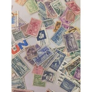 Vintage lot of 100 used mixed stamps USA stamp collector rare unique old classic